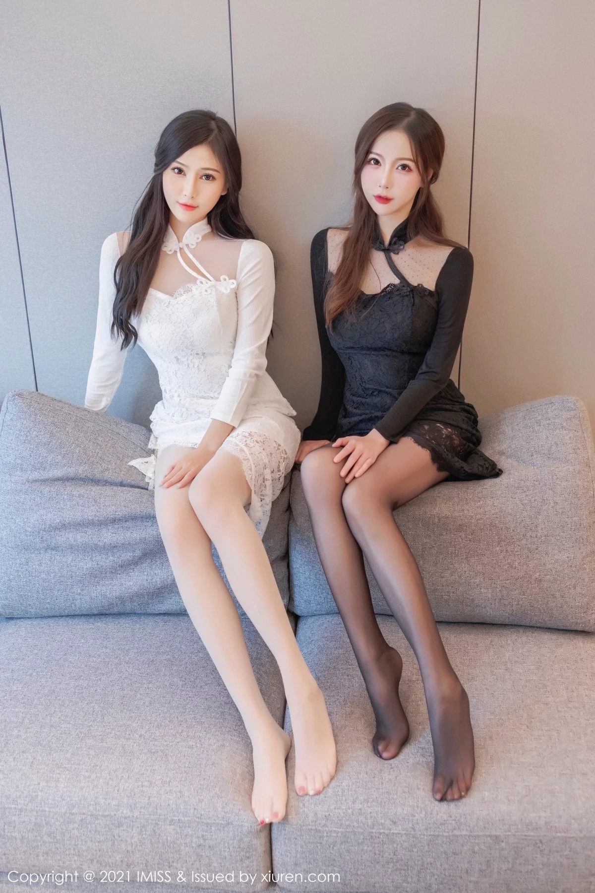 Xrmnw.Com[IMISS爱蜜社]Vol.642_丽质美人Lavinia肉肉＆LindaLinda性感姐妹花黑白服饰迷人写真46P