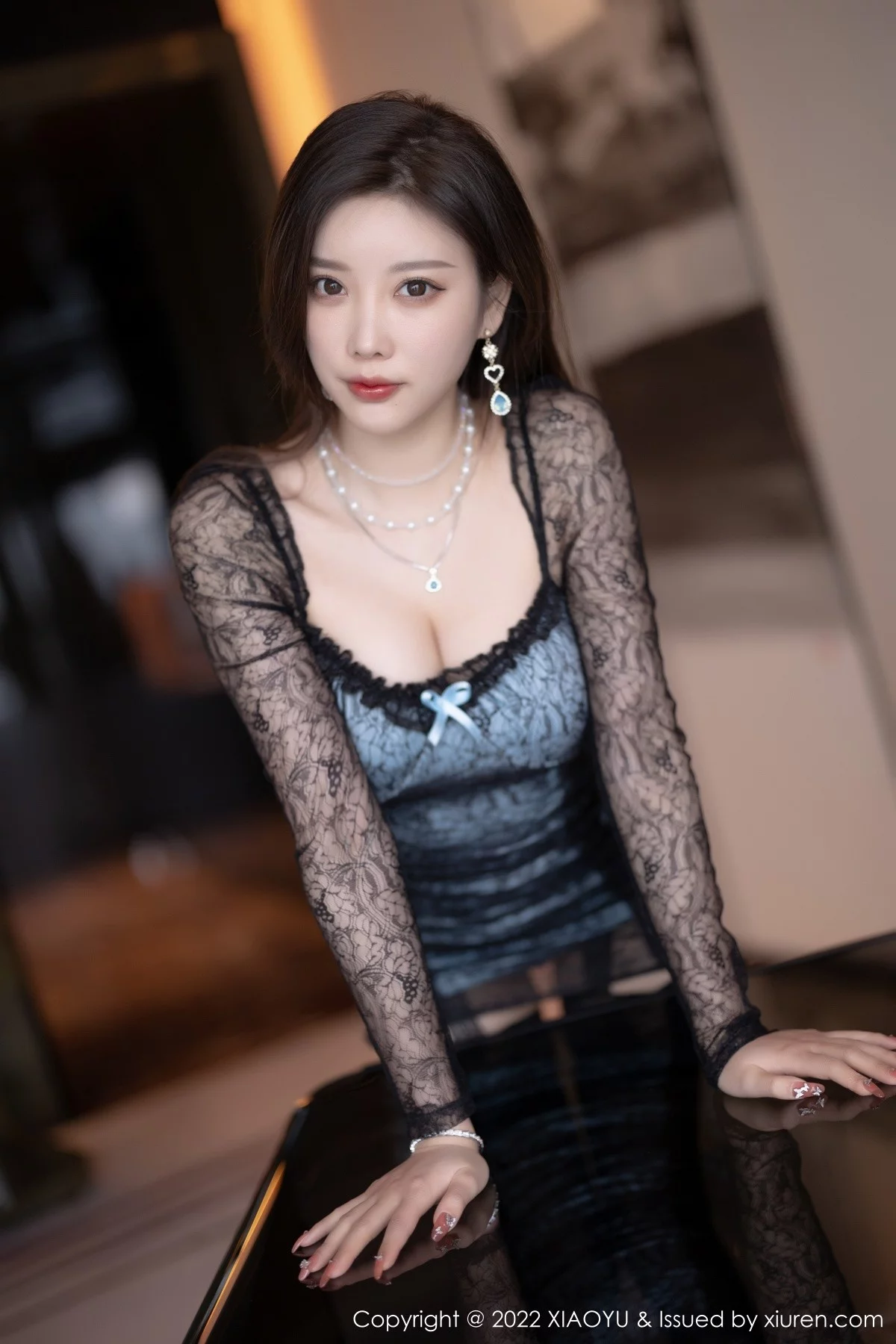 Xrmnw.Com[XiaoYu画语界]Vol.763_女神杨晨晨Yome私房黑色轻透蕾丝服饰配黑丝吊袜完美诱惑写真75P