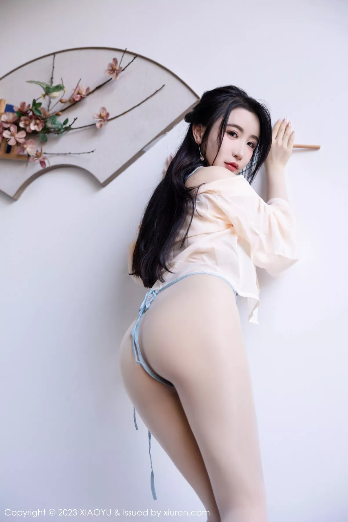 Xrmnw.Com[XiaoYu画语界]Vol.1057_女神Cherry樱桃酱淡蓝古装服饰配超薄肉丝秀惹火身材诱惑写真81P