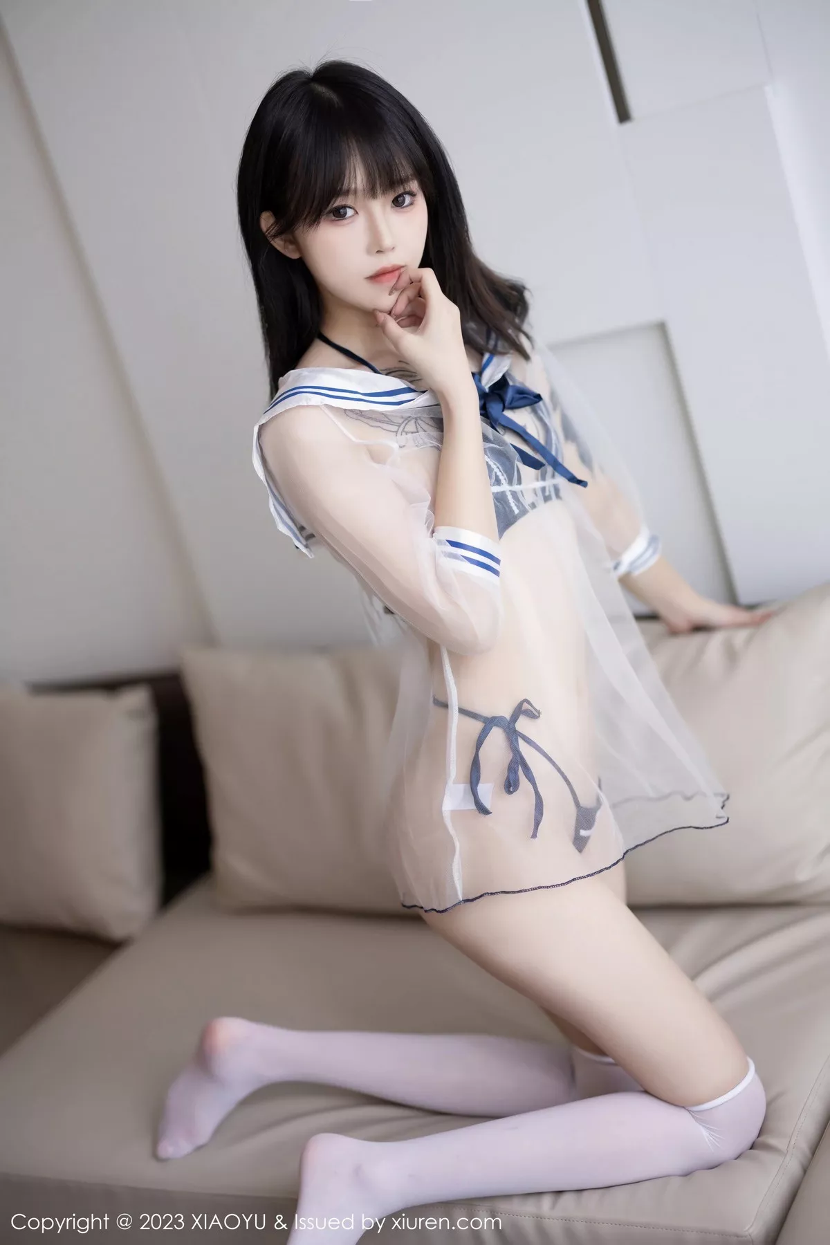 Xrmnw.Com[XiaoYu画语界]Vol.1124_模特奶瓶黑色连衣短裙+薄透服饰露蓝色内衣秀曼妙身姿诱惑写真83P